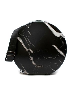 Calpak black faux-marble Baye hat box