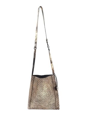 Bottega Veneta gold & black leather Intrecciato Mirage crossbody bag