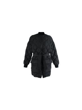 Hermes Black quilted longline bomber jacket