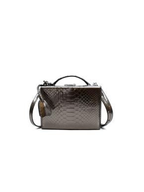 Mark Cross Anthracite Python Small Grace Box Bag