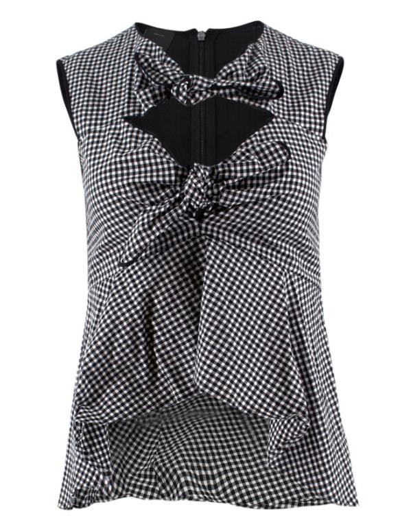 Pinko Gingham Sleeveless Tie-front Top