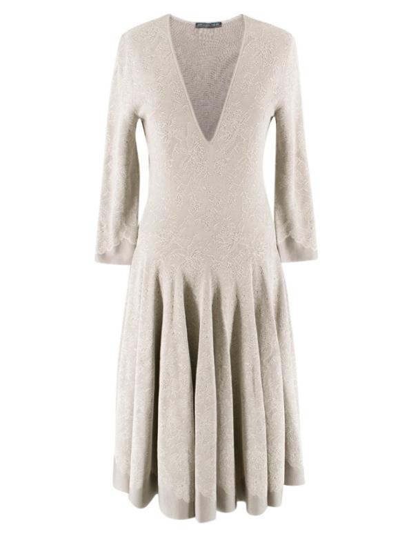 Aexander McQueen Grey Floral Lace Dress