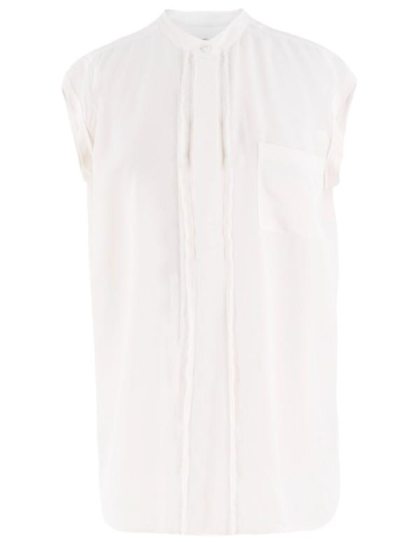 Vince fringe-trimmed silk-crepe shirt