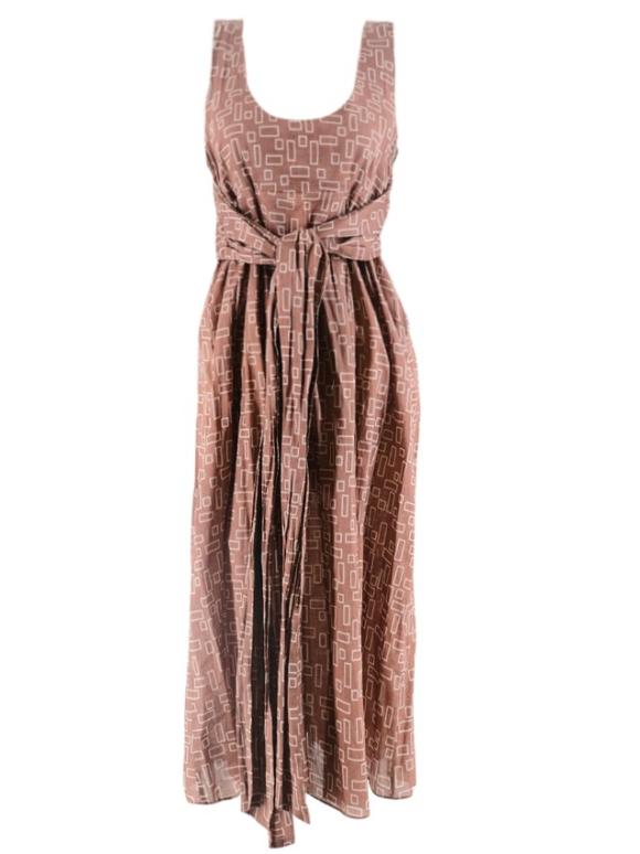 Marni Brown Printed Belted Dress