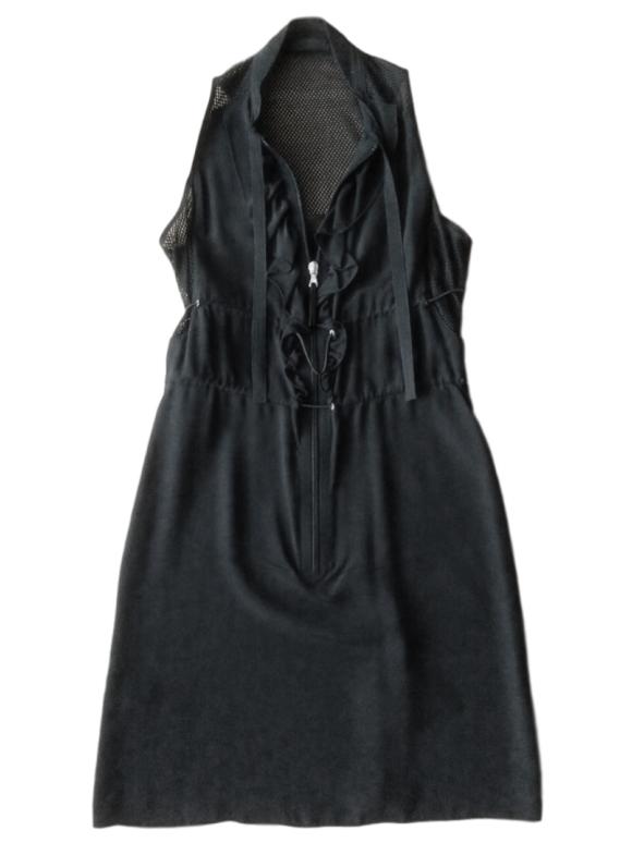 Prada Silk Sleeveless Fishnet Mini Dress