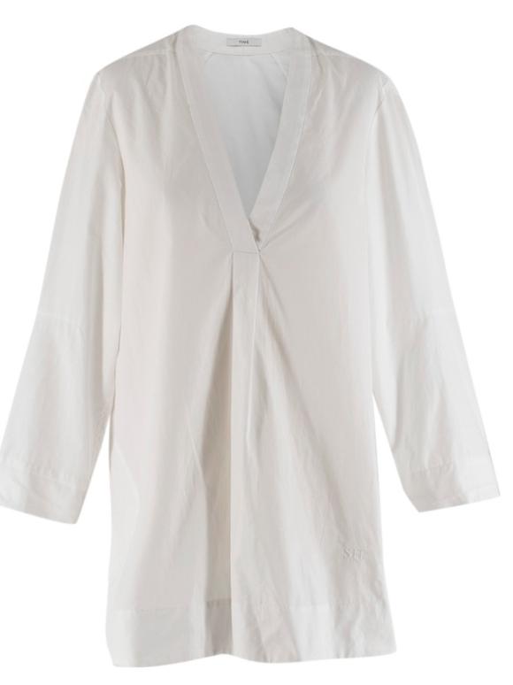 Tome White V-neck Long Sleeve Shirt