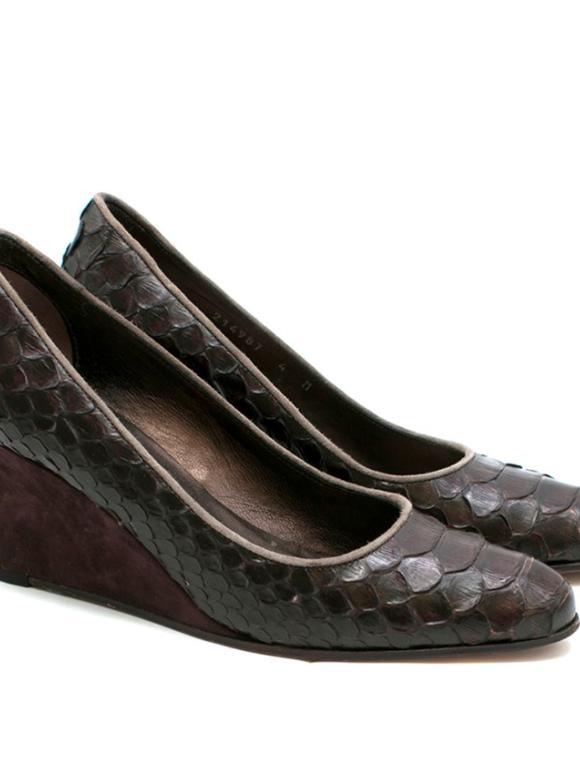 Stephane Kelian Paris Brown Snakeskin Wedges