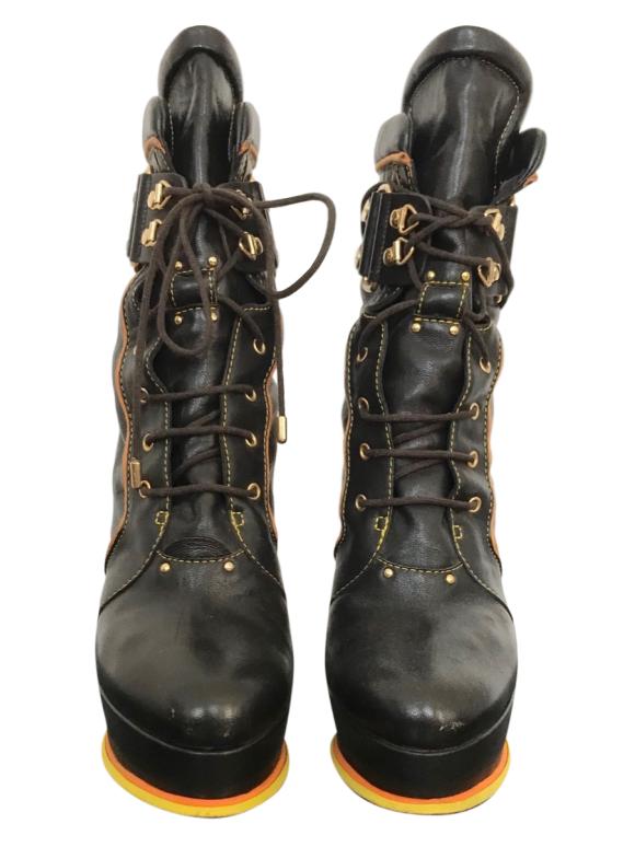 Vicini brown leather lace-up boots