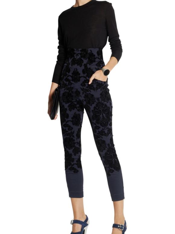 Toga Flocked Velvet Skinny Pants