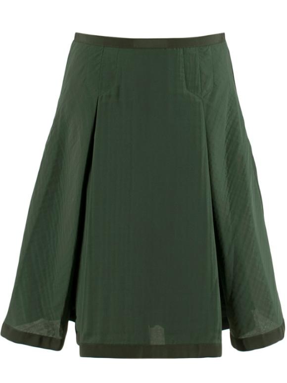 Sacai Luck Green Flared Pleated Skirt