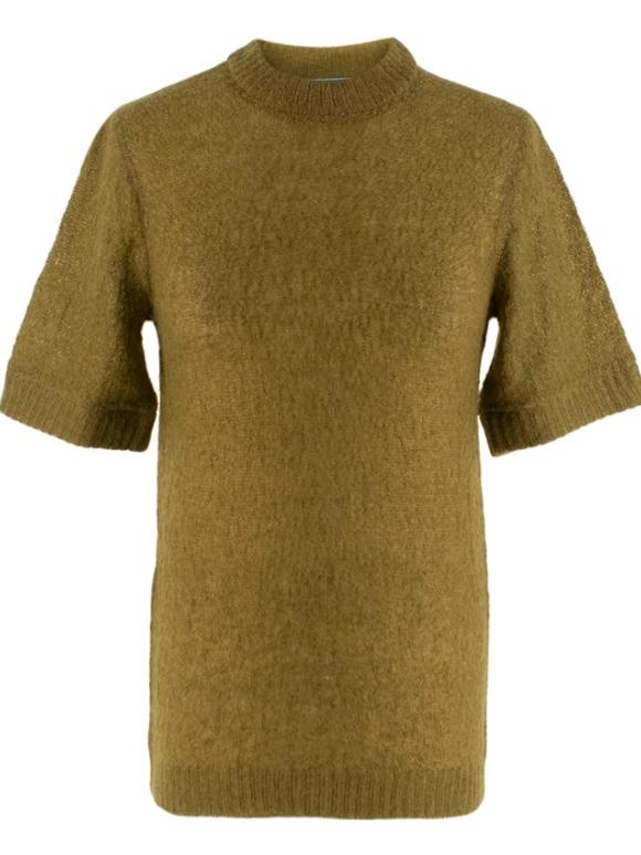 Prada Khaki Semi Sheer Mohair Blend Knit Top