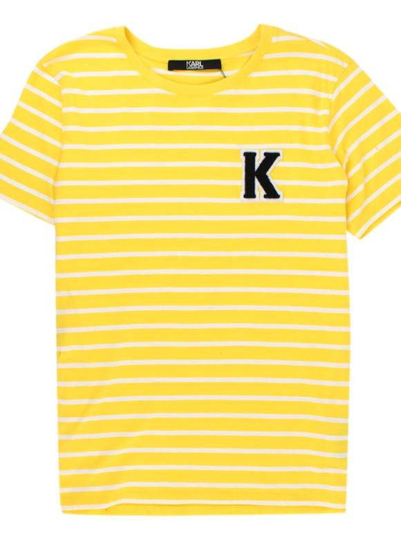Karl Lagerfeld Yellow Cotton Striped Tshirt