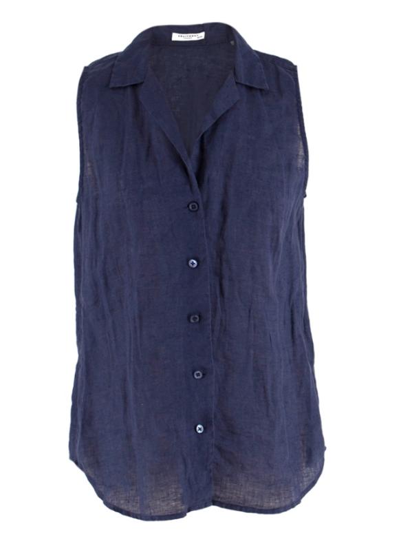Equipment Navy Linen Sleeveless Shirt