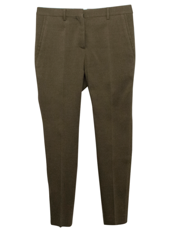 Burberry Prorsum Olive Green Wool and Silk Blend Trousers