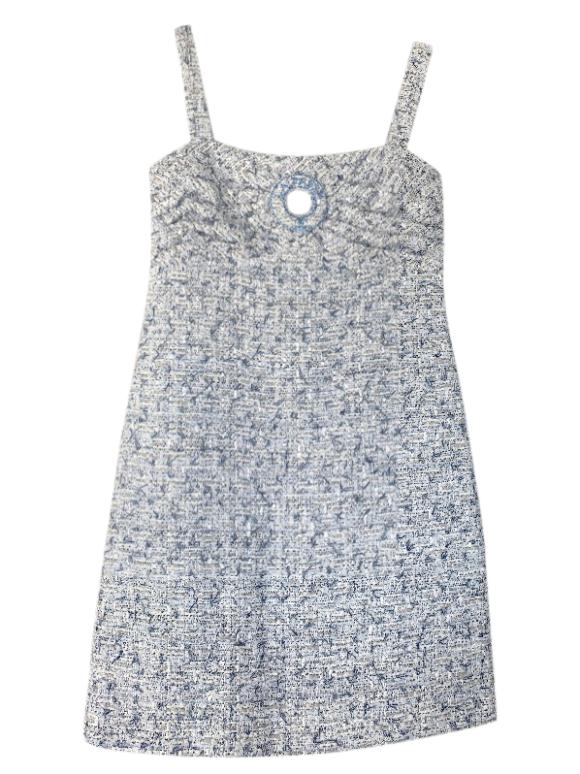 Chanel blue tweed mini dress