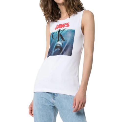 Calvin Klein 205W39NYC Jaws-print Ribbed Stretch-cotton Tank Top