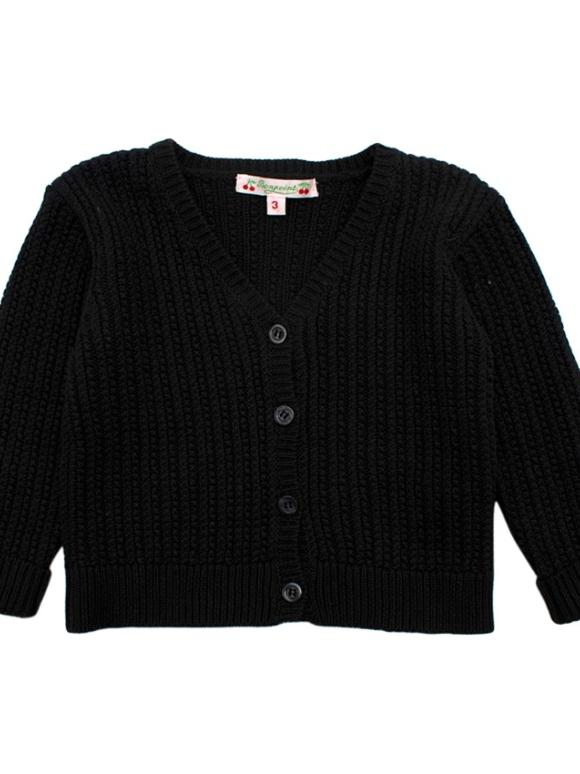 Bonpoint Dark Grey Knitted Cotton Cardigan