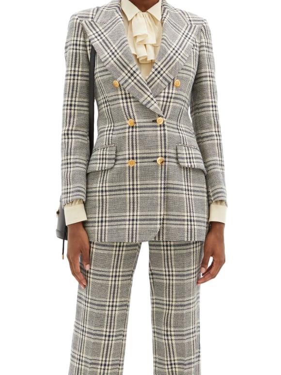 Gucci Double Breasted Wool Blend Tailored Jacket