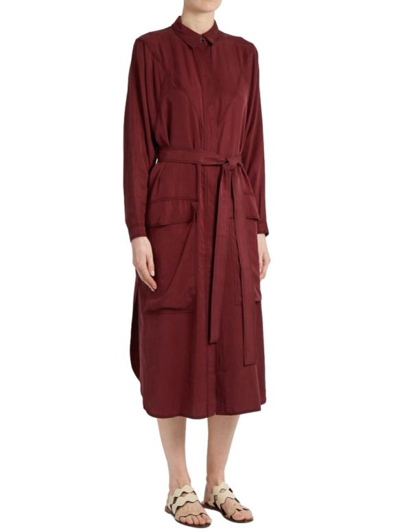 Albus Lumen Burgundy Sabrina Waist-tie Twill Shirtdress