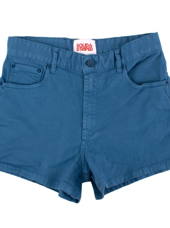 Solid & Striped Blue Cotton Shorts