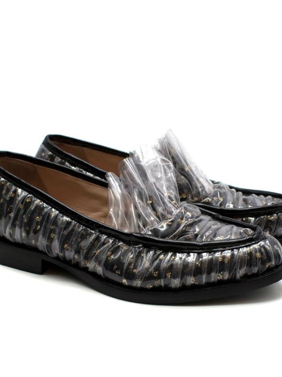Midnight 00 Black Tulle & PVC Polka Dot Antoinette Loafers