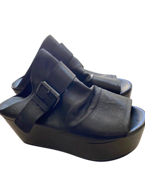 Marsell Black Leather Chunky Platform Slides