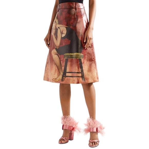 Prada Poster Girl-print Coated-cotton Midi Skirt