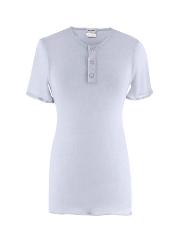 Chanel Lilac-Grey Sheer Cashmere Blend Knit Top