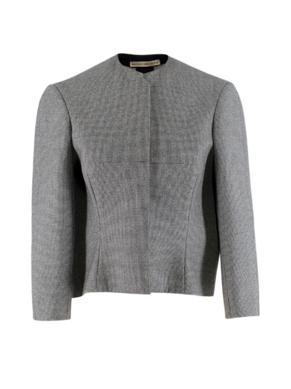 Balenciaga Wool Houndstooth Structured Crop Jacket