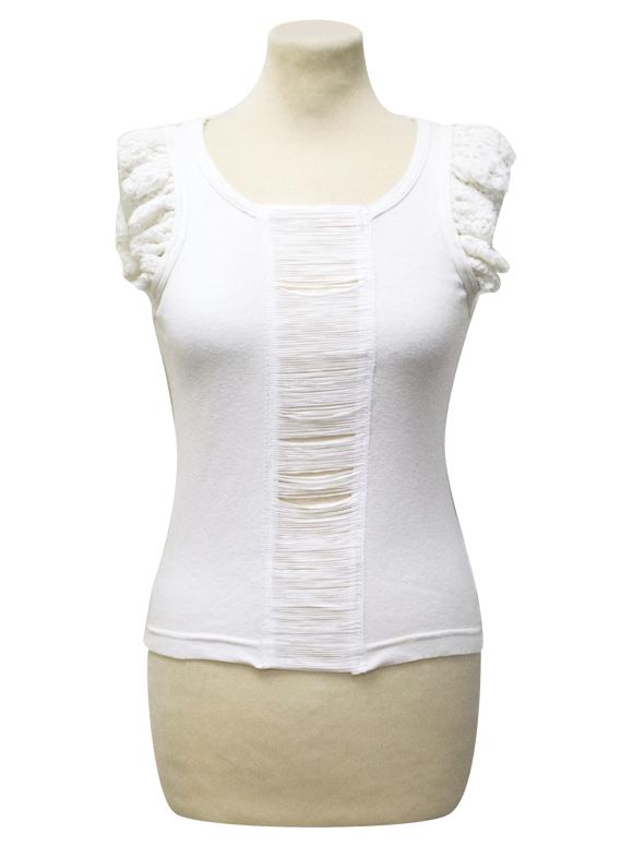 Matthew Williamson White Lace and Fringe Detailing Top