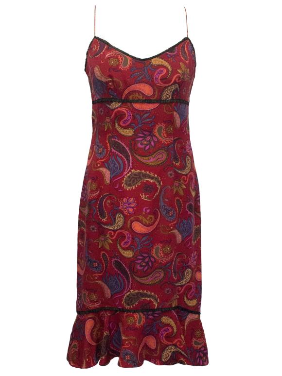 Nicole Miller red Paisley Print Silk Dress