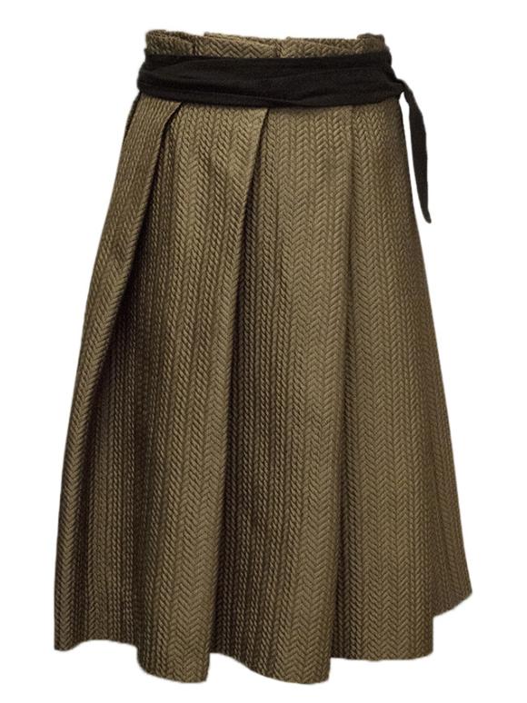 Biryukov Brown Full Skirt with Black Waist