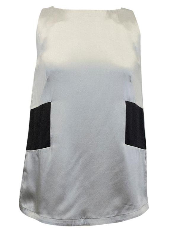 Osman Silver Sleeveless Top with Black Inserts
