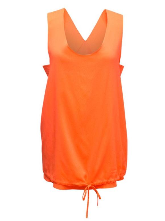 Chloe Neon Orange Silk Top with Cut-out Side Panels