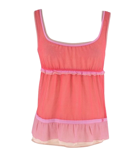 Chanel  Pink and Nude Sheer Net Double Top