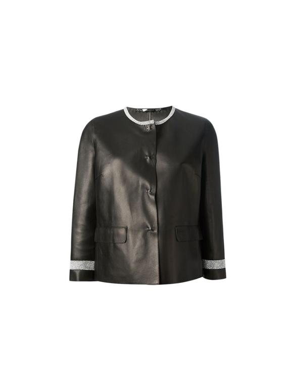 Dolce & Gabbana black leather cropped jacket