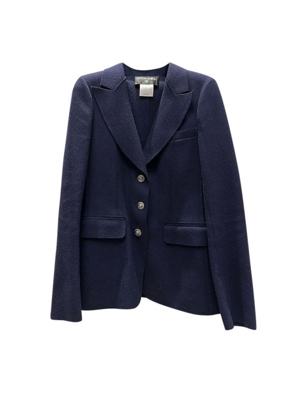 Chanel Navy Blue Classic Wool Blazer