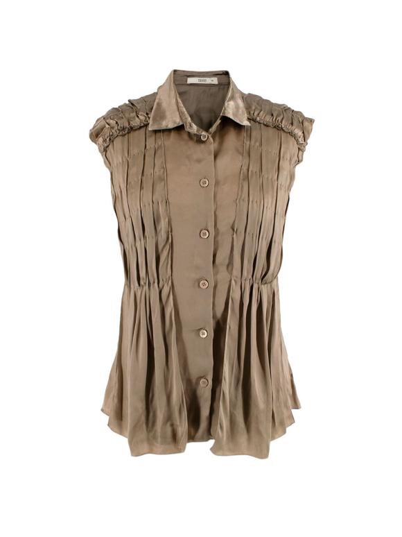 Prada Pleated Silk Sleeveless Top