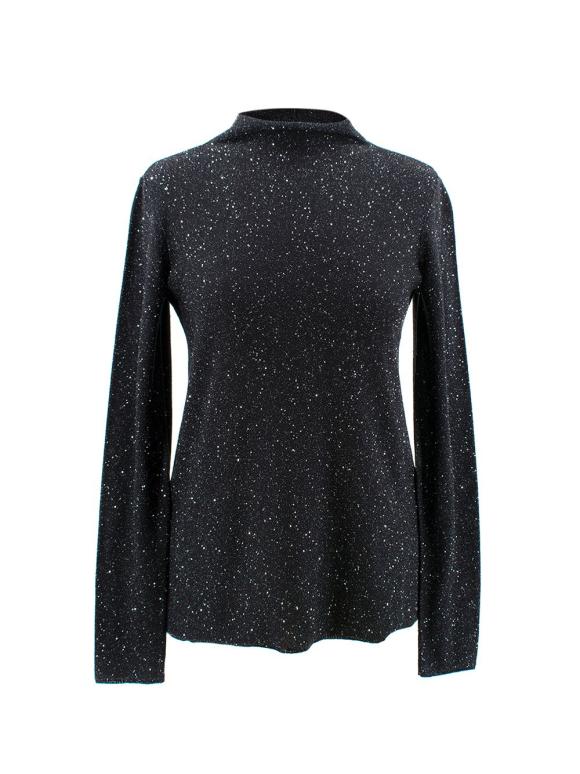 Giorgio Armani Sequin Polo Neck Silk Blend Knit Jumper