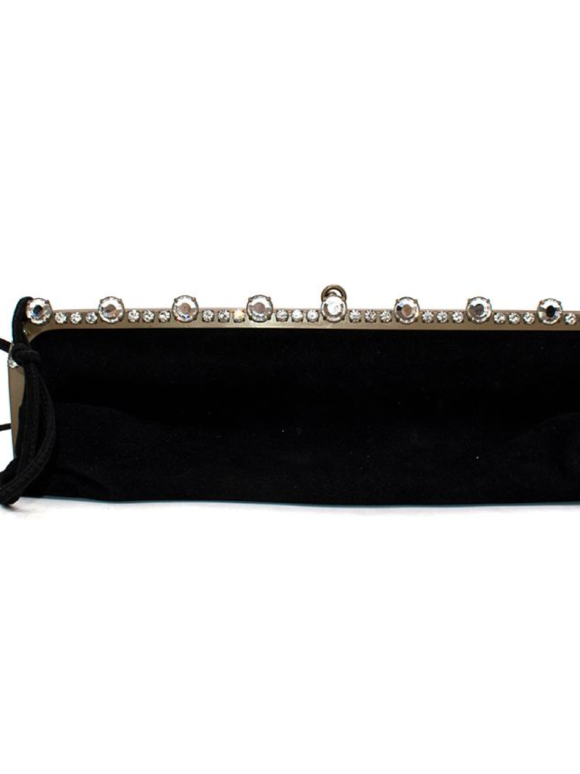 Miu Miu Crystal Embellished Black Satin Shoulder Bag
