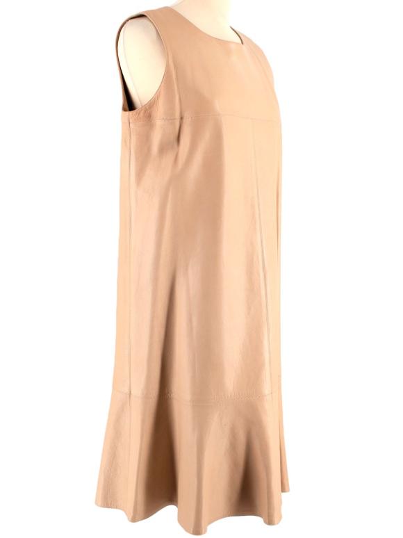 Chanel Nude Leather Sleeveless Shift Dress