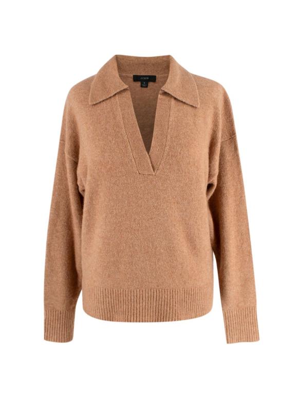 J Crew Brown Wool V-neck Jumper