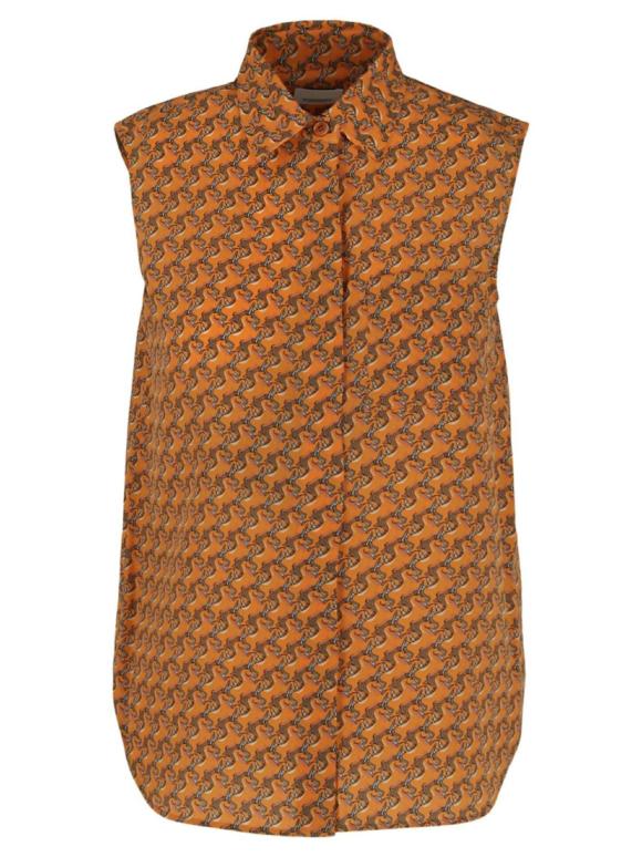 Burberry Unicorn Printed Sleeveless Silk Shirt