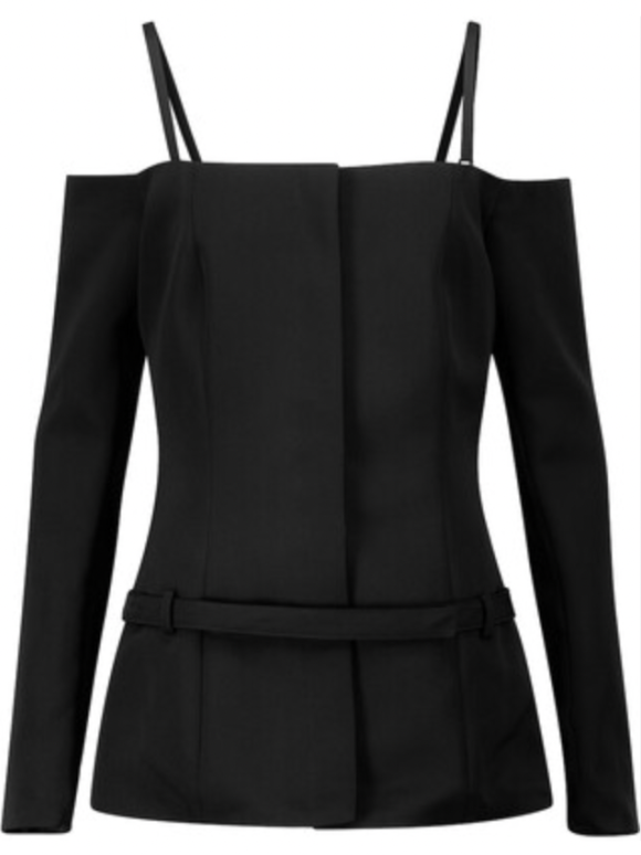 Coperni Off Shoulder Black Virgin Wool Top