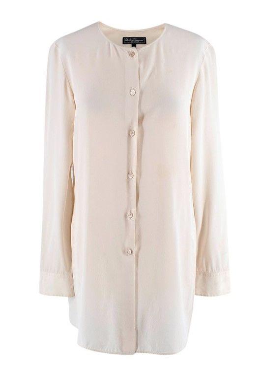 Salvatore Ferragamo Cream Silk Longline Blouse
