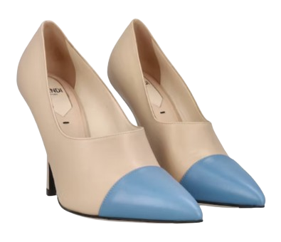 Fendi Beige & Blue Point Toe Pumps