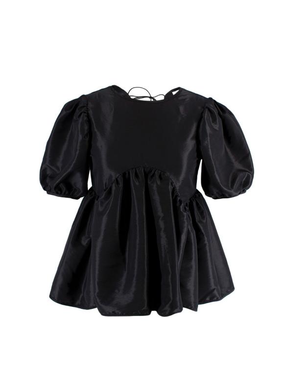 Cecilie Bahnsen Black Puff Sleeved Tie Back Blouse