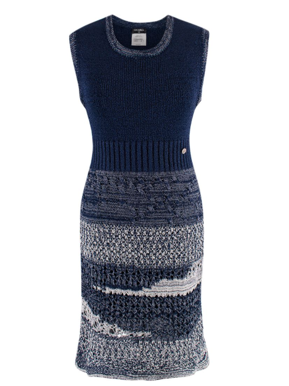 Chanel Blue Knitted Sleeveless Dress