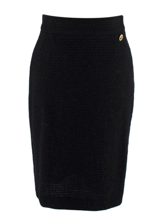 Chanel Black Tweed Pencil Skirt