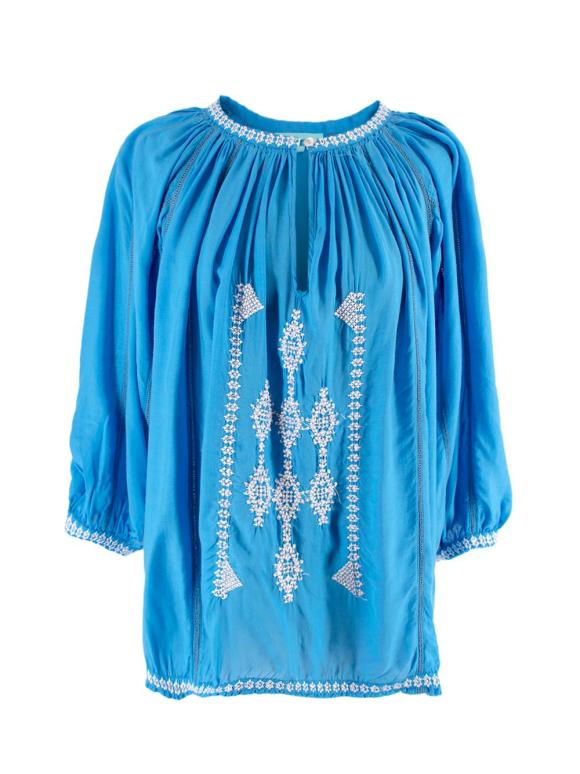 Melissa Odabash Blue & White Embroidered Kaftan